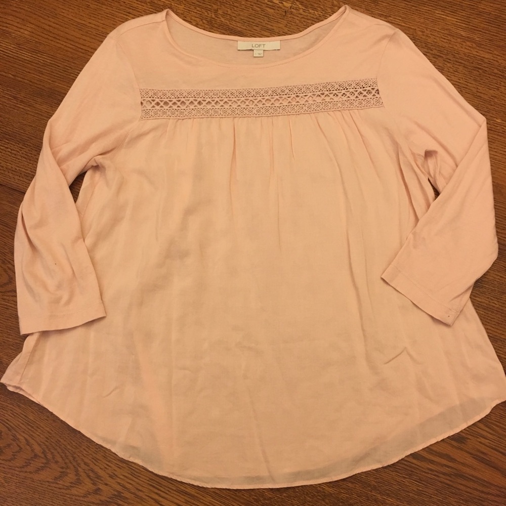 LOFT Pink Flowy Crochet Top Size L